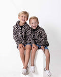 Children wearing the Kids Safari animal print jersey leopard print. 