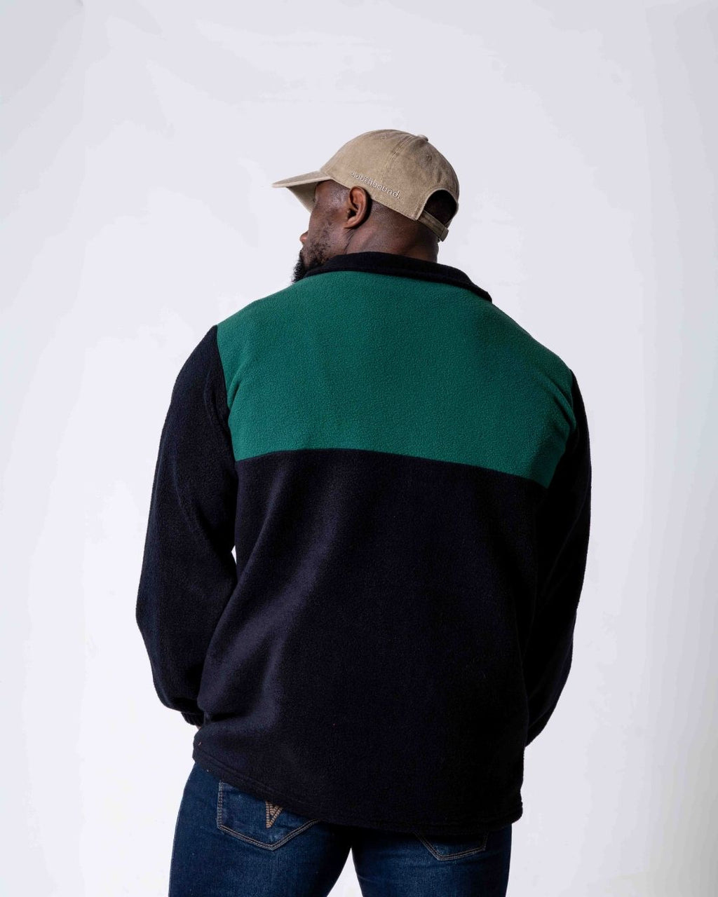 Back of a man wearing a Polar fleece SA flag Jersey