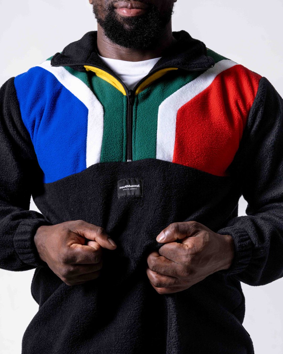 Close up of the Polar fleece SA flag Jerseys