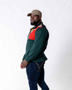Male wearing the Premium cotton SA flag Jersey in colour green - Side view