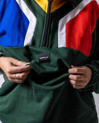 Close up of the Premium cotton SA flag Jersey green