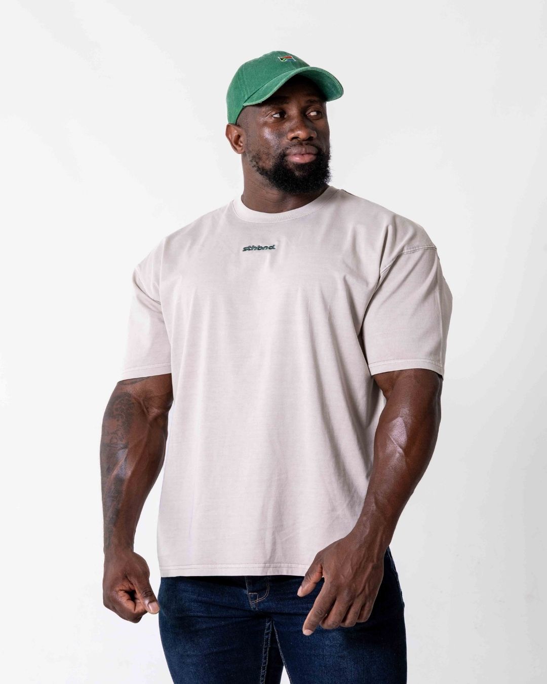 Male wearing the southbound staple oversized  T- Shirt